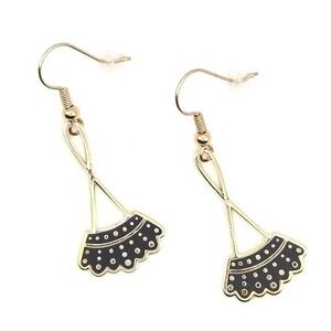 Ruth Bader Ginsburg Dissent Collar Drop Earrings 24K Gold Plated w/Black Enamel‎